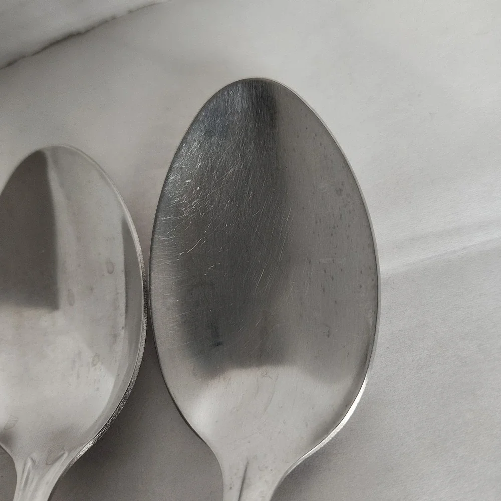 Ekco Kenilworth Stainless Serving Spoon & Fowerbud USA Lot Of 2 Glossy Flatware